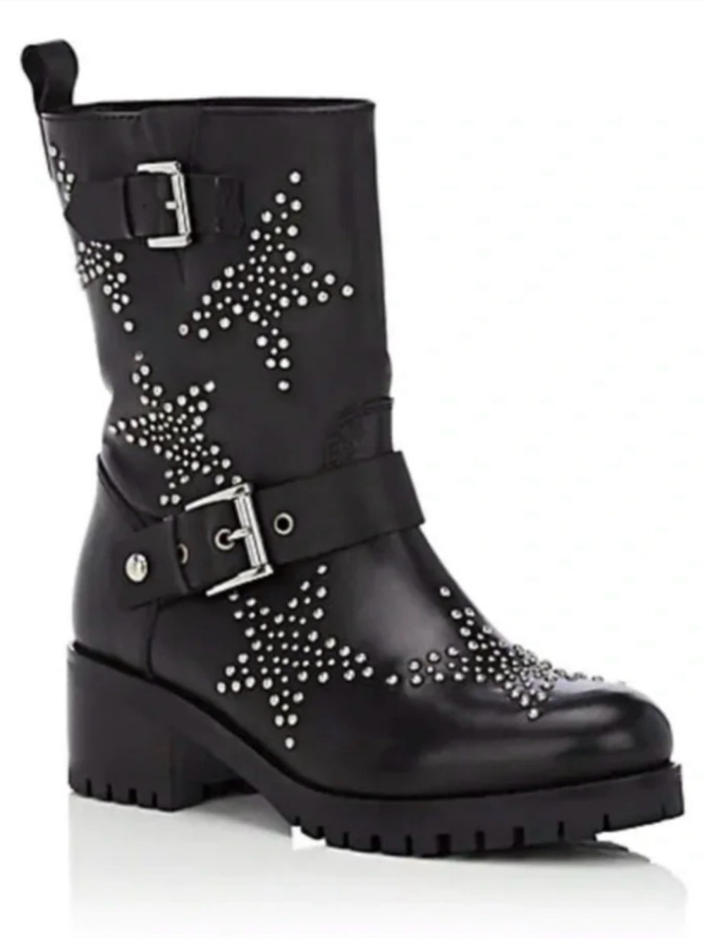 Barneys New York Black Studded Star Buckle Ankle Boot
